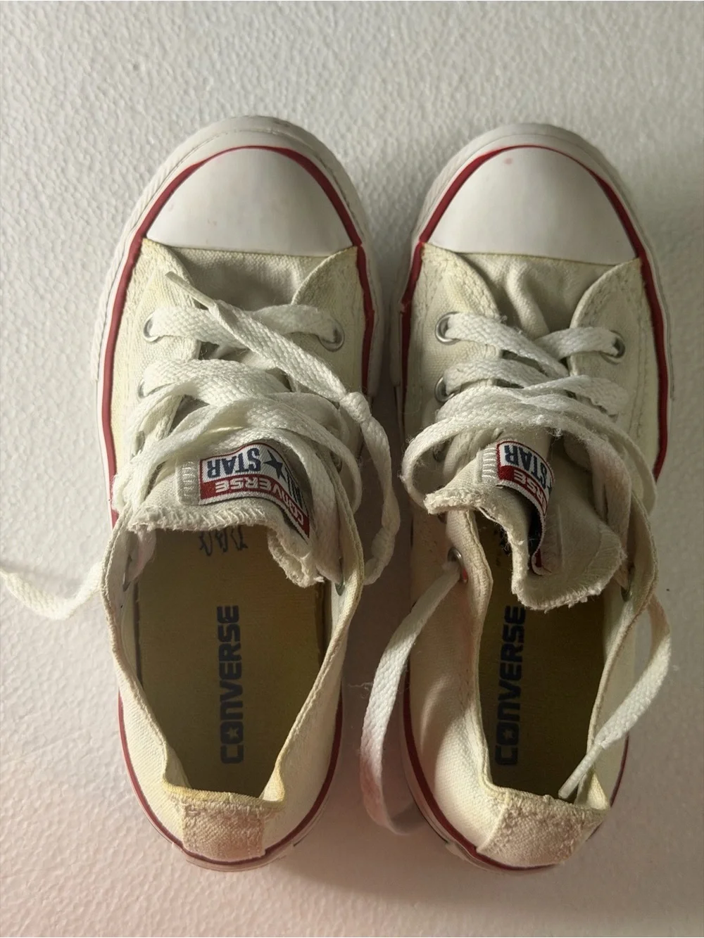 Converse Kids White & Red Low Top Sneakers